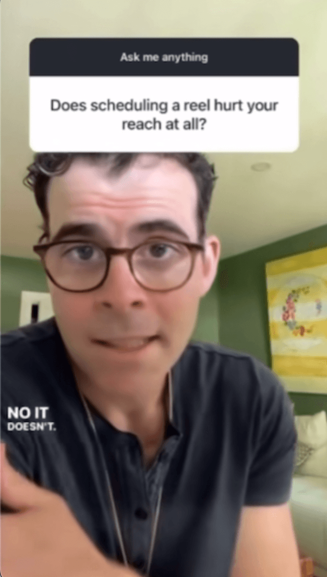 Adam Mosseri confirming scheduling doesn't hurt reach