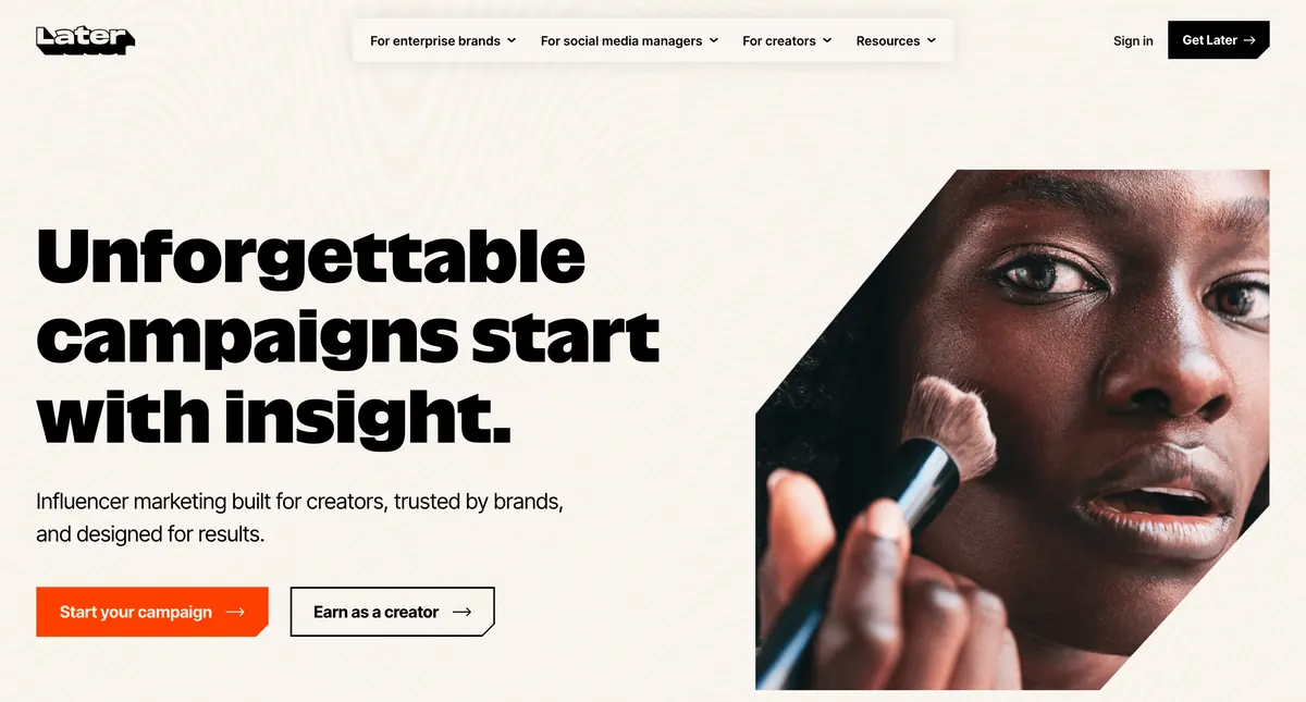 Later homepage