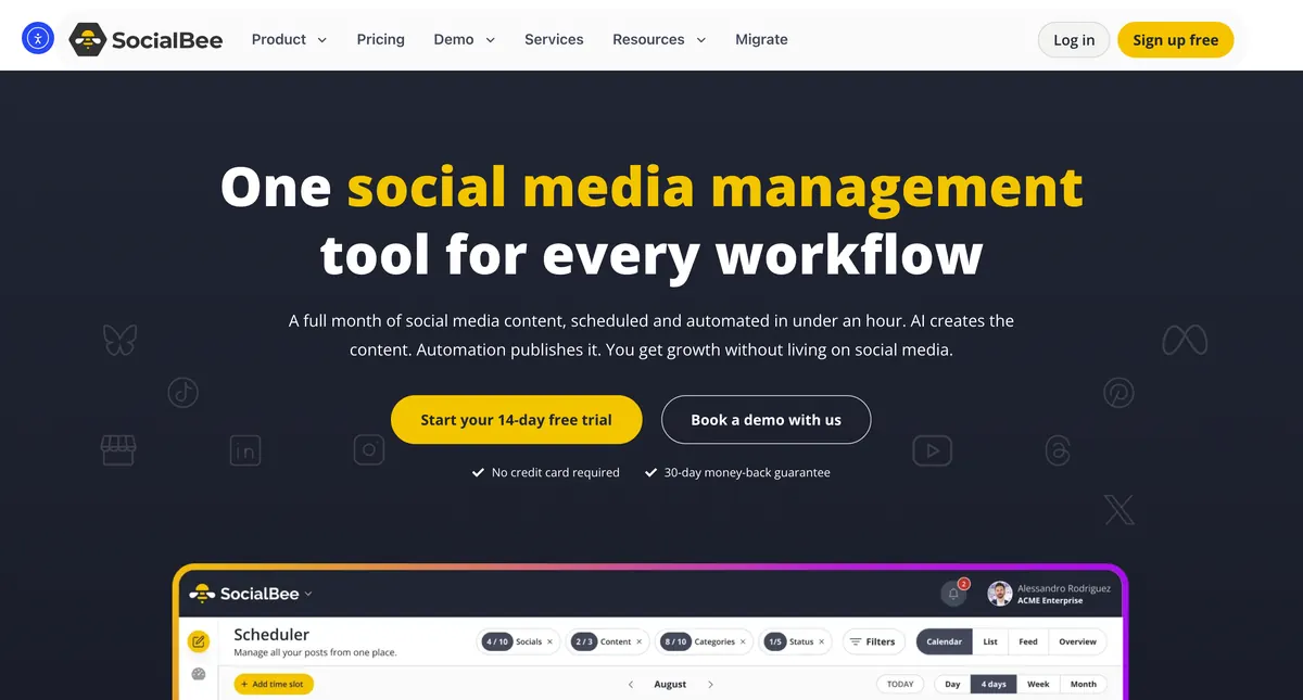 SocialBee homepage
