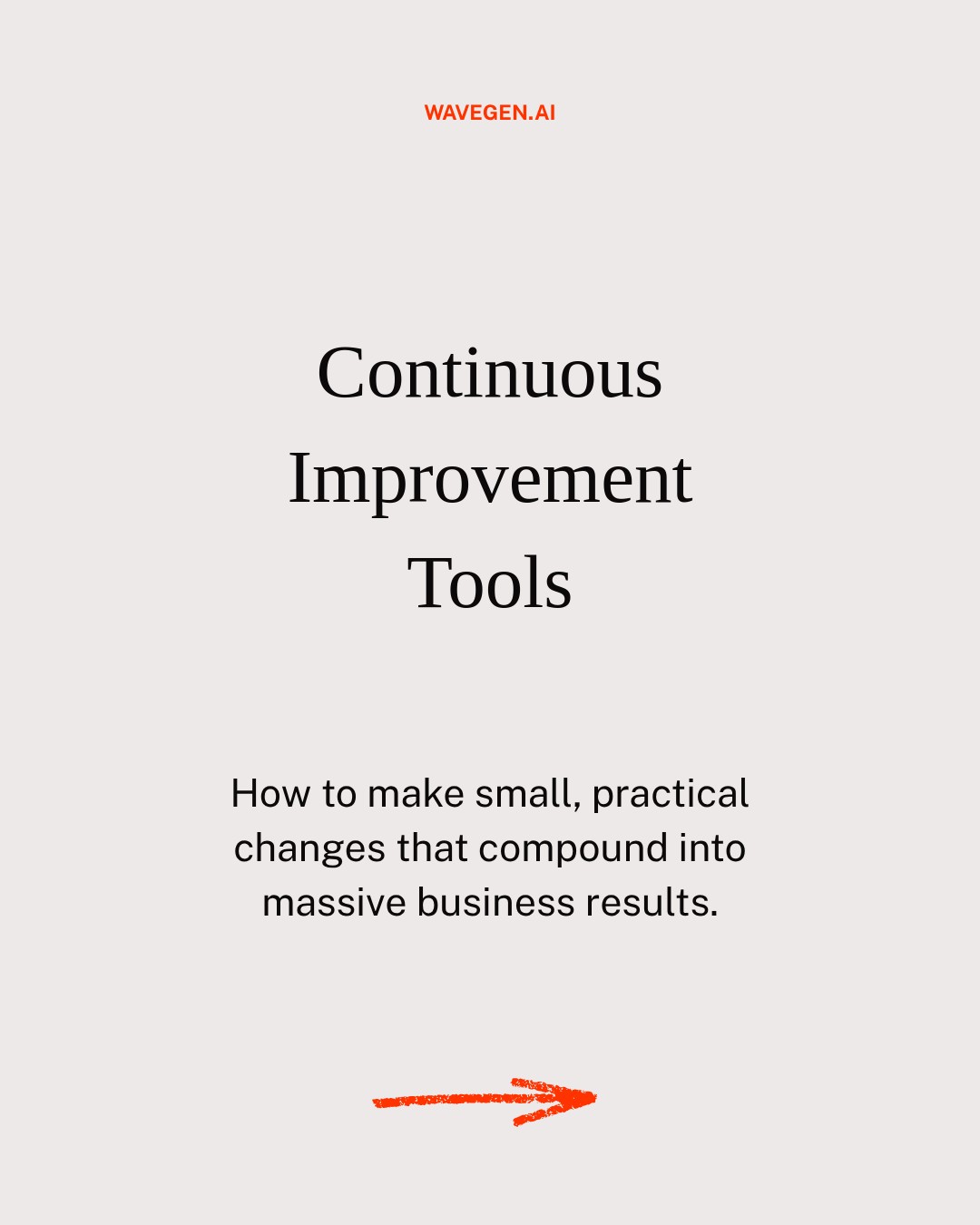 WaveGen-branded cover slide titled Continuous Improvement Tools