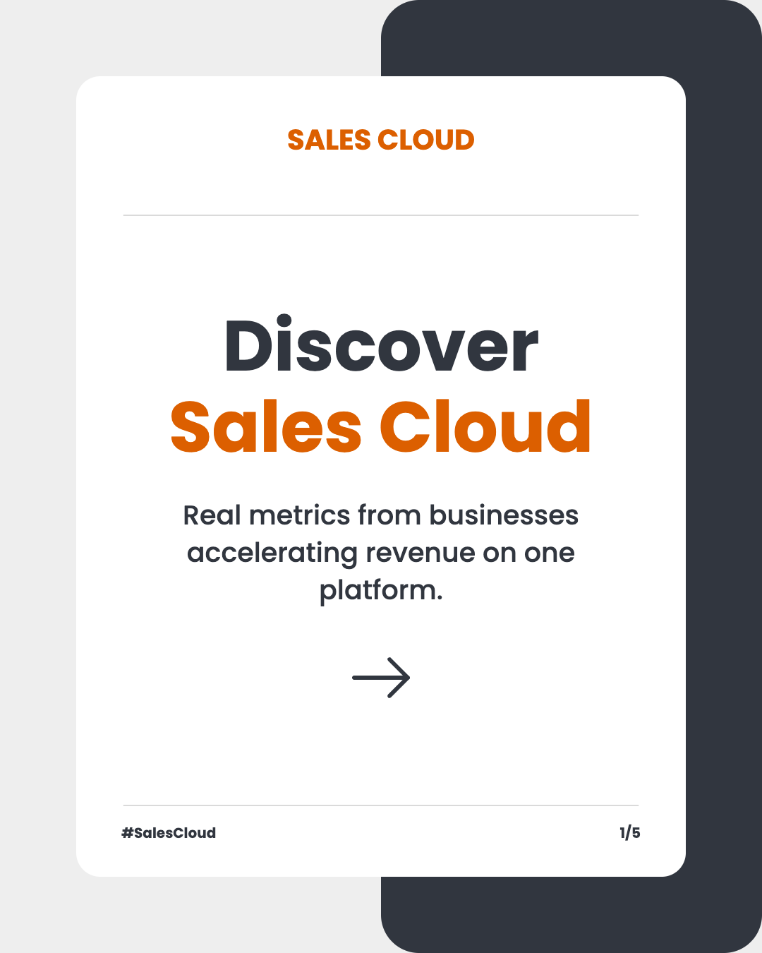 Unbranded carousel cover generated without a Brand Kit: Discover Sales Cloud in Poppins font on a light gray background